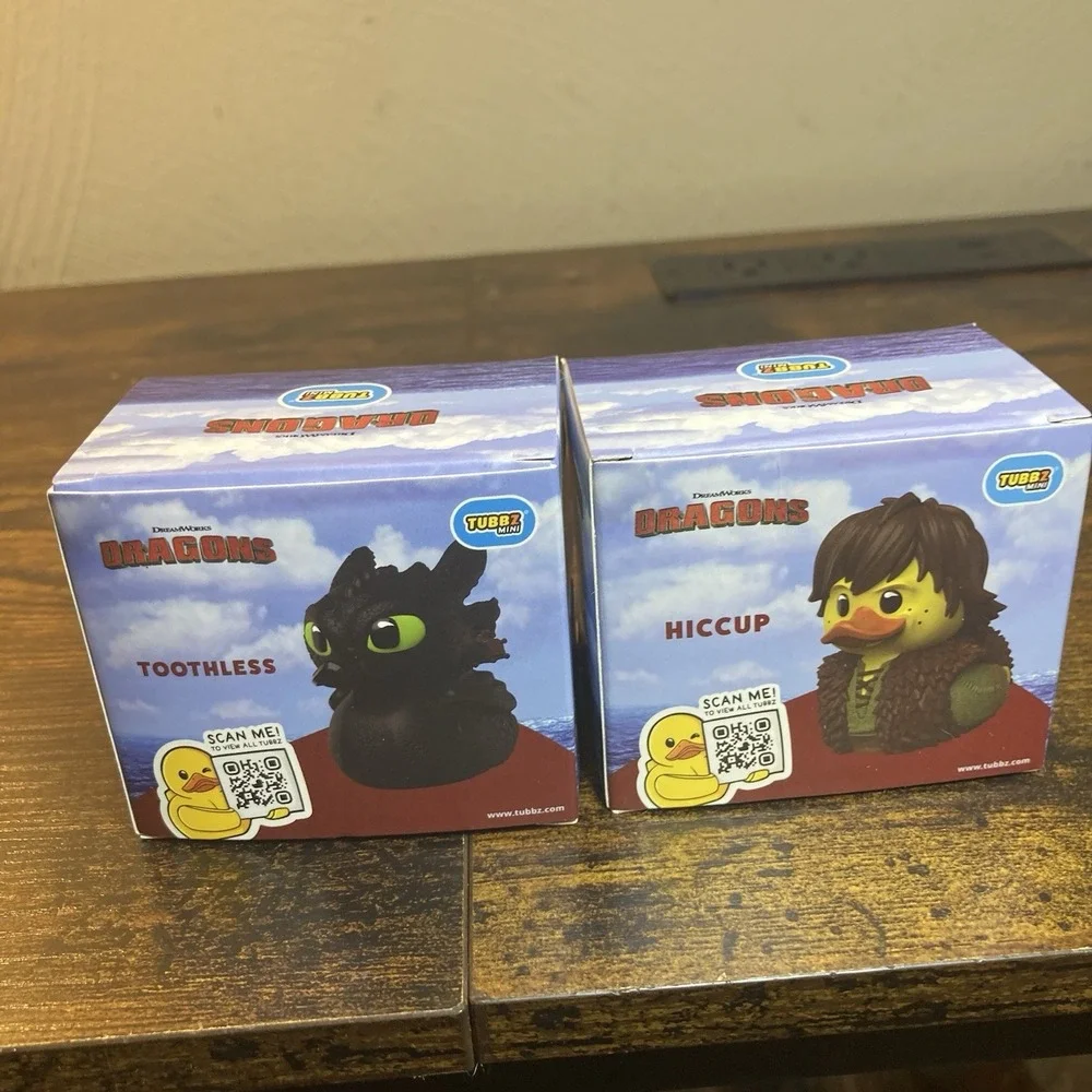 Mini Tubbz How To Train‎ Your Dragon Hiccup & Toothless *Complete Set* Toy Ducks